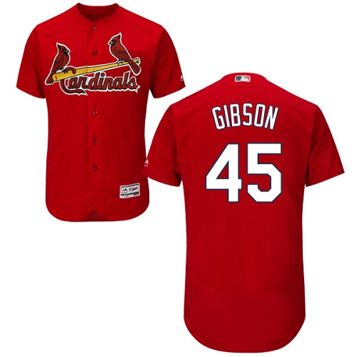 Cardinals #45 Bob Gibson Red Flexbase Authentic Collection Stitched MLB Jersey - Click Image to Close
